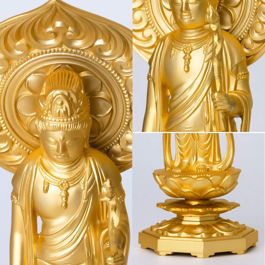 Buddhist statue of Shokannon 15cm Makita Rinzai Takaoka bronzeware Bodhisattva, (gold plated/24k gold), sculptor Shuun, model "Tendai, Shingon,