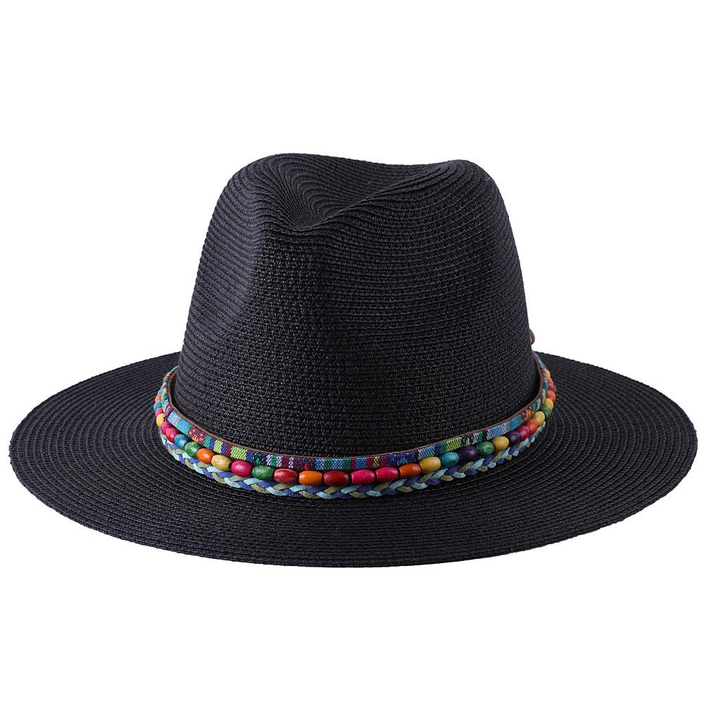 2022 Summer Hat for Women Men Wide Brim Panama Sun Straw Hats Travel Beach Jazz Fedora Hat