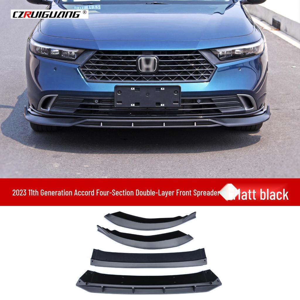 Compatible with 2023 11th Gen Accord: upgraded with roof spoiler, front lip, side skirts, louvers, and rear spoiler.