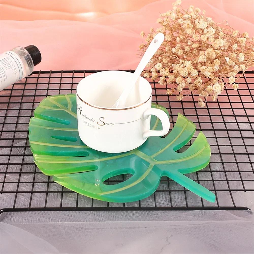 Silicone Molds Monstera Leaf for DIY Cement Plaster Coaster Tray Making Supplies Home Decor Display Plate Resin Cup Mat Mould