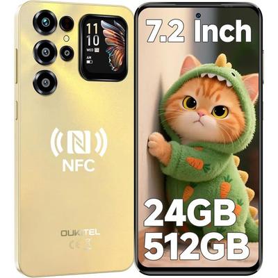 Telefon Tragbar OUKITEL C68 Plus 24GB+512GB Bildschirm 7,2" 6000mAh Smartphone Entsperrt 64MP Telefon Android 15 Dual-SIM/NFC Gold