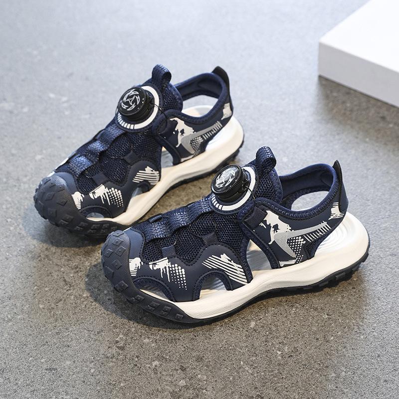 

22 summer new student bag head sandals rotating button outdoor beach shoes hollowed out breathable casual students 28 синий