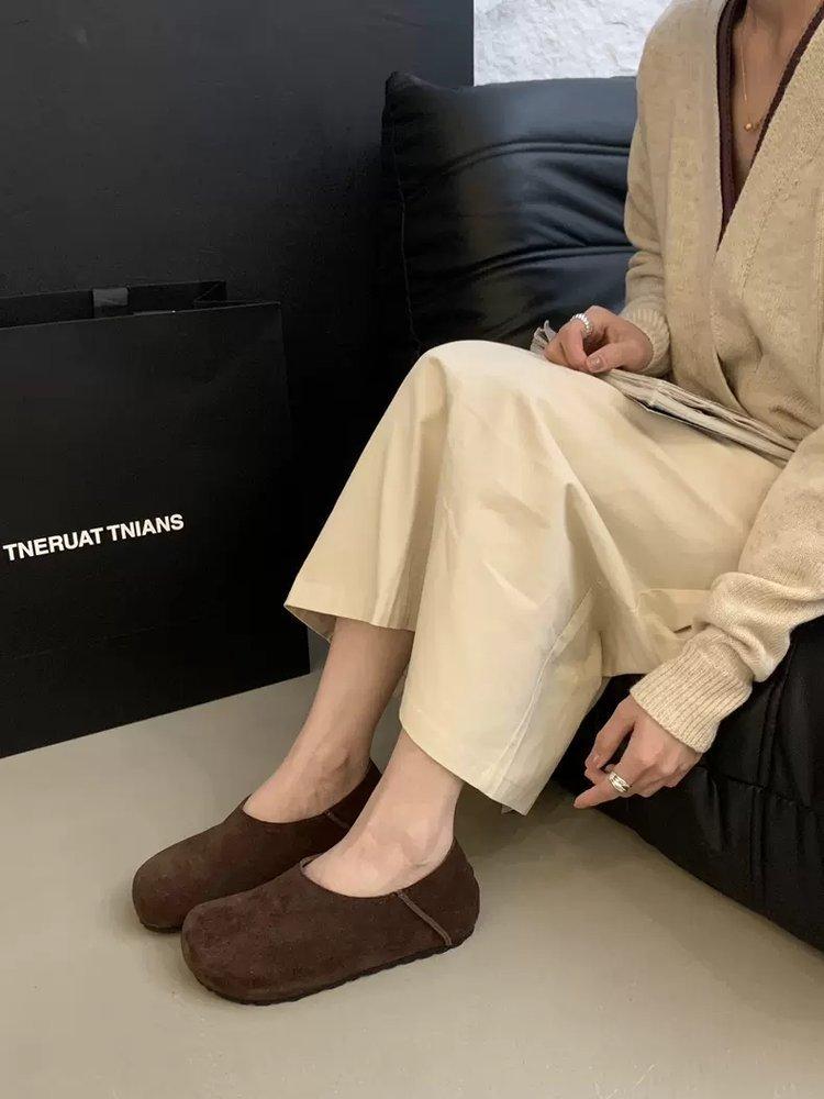 Soft Leather Version~ Retro Round Head One-pedal Platform Single Shoes Women's 2025 New Two-wear Boken Shoes Soft-soled Doudou Shoes
