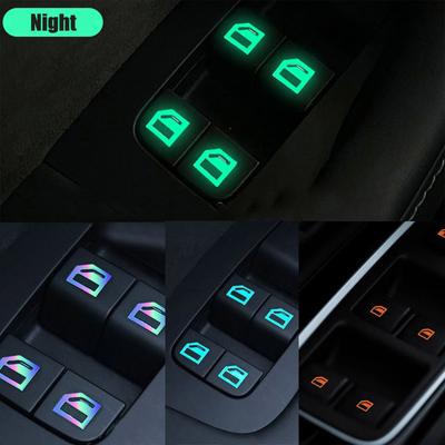 Car Window Button Luminous Sticker Lifter Switch Night Fluorescent Decals Cars Interior Stickers Windows Control Panel Sticker