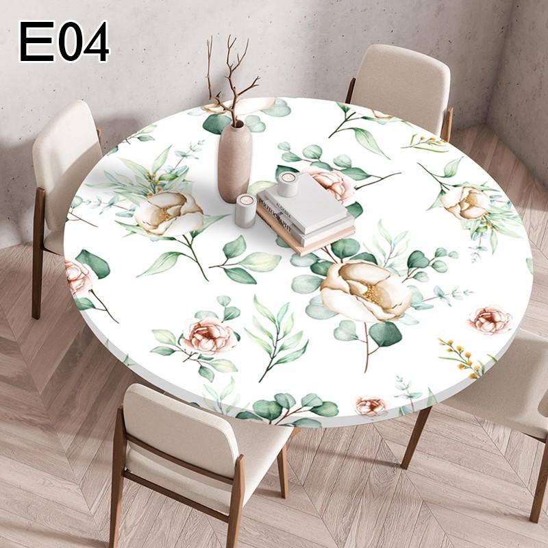 1PC Waterproof Floral Tablecloth Round Fitted Elastic Edged Tablecloth Picnic Table Cover Farmhouse Decorations Picnic Kitchen