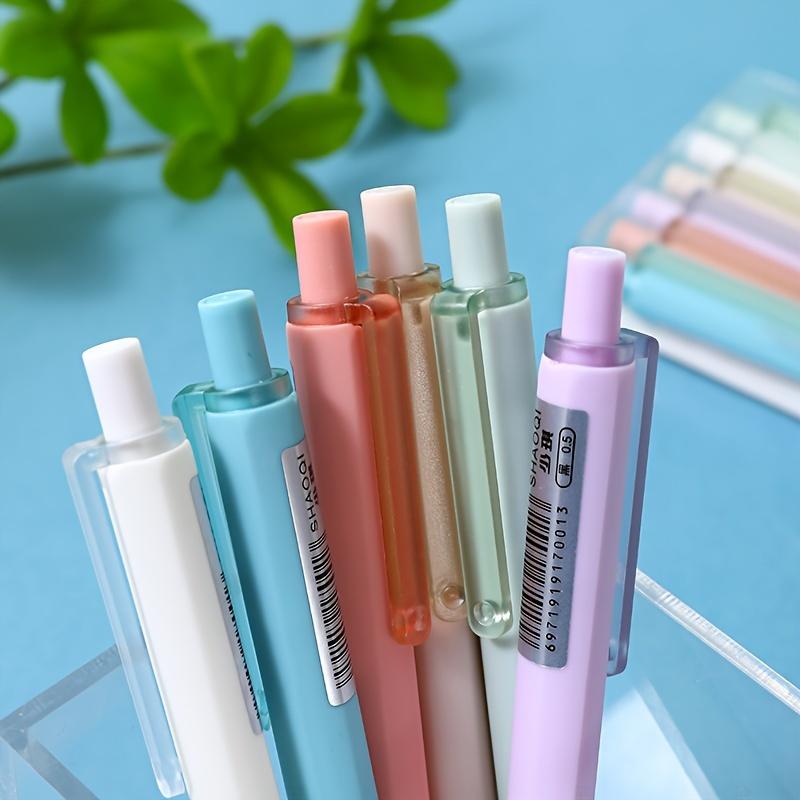 6 Pcs Simple Style  0.5mm Cartoon Pen Student Learning Writing Gel Pen School Cultural Supplies Gift (Black Ink)