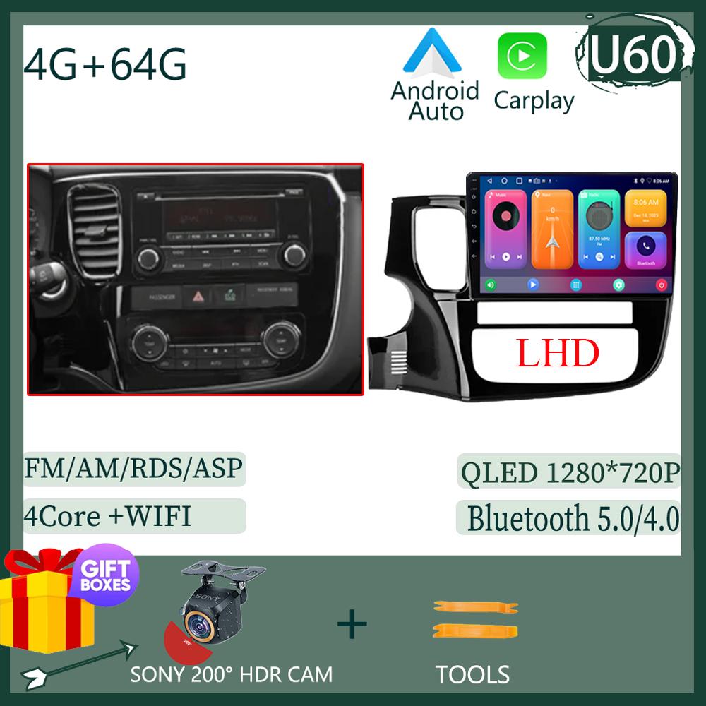 Wireless CarPlay Android 14 Auto Radio For Mitsubishi Outlander 3 GF0W GG0W 2012-2018 Car Multimedia GPS No 2din Touch Screen