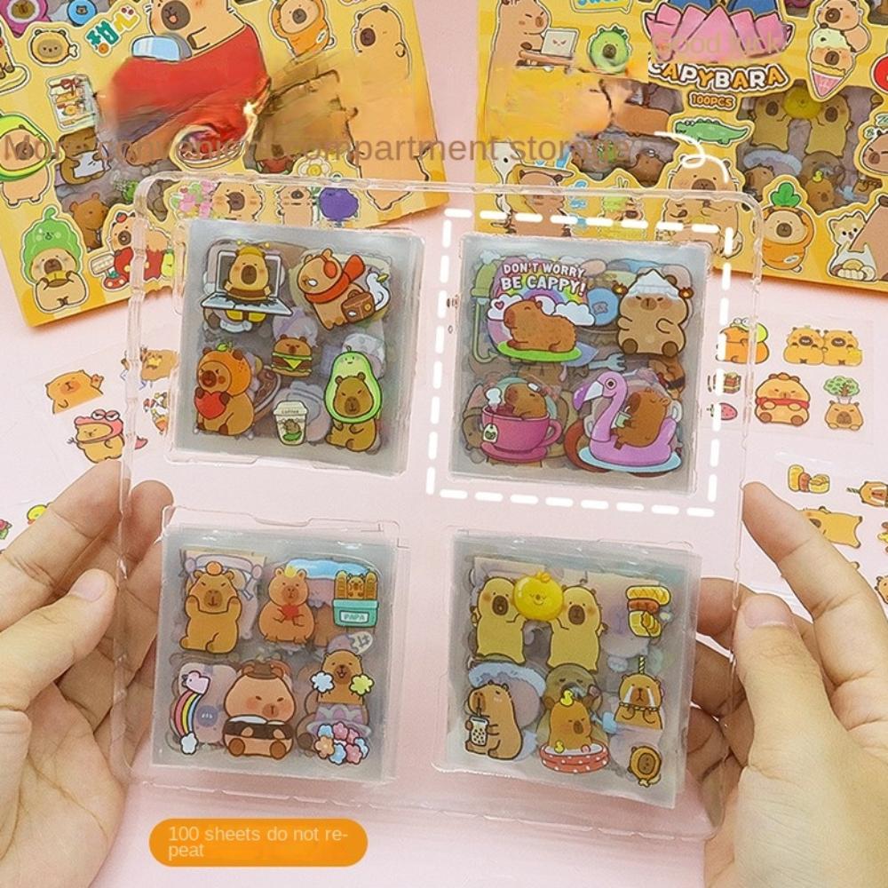 100PCS Stationery Children Sticker Cartoon Capybara Water Cup Decal  Birthday Gift