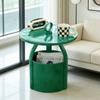 Nordic Circular Side Table-Multifunctional & Detachable Plastic Craftsmanship with Storage,Ideal for Small Spaces in Living Room