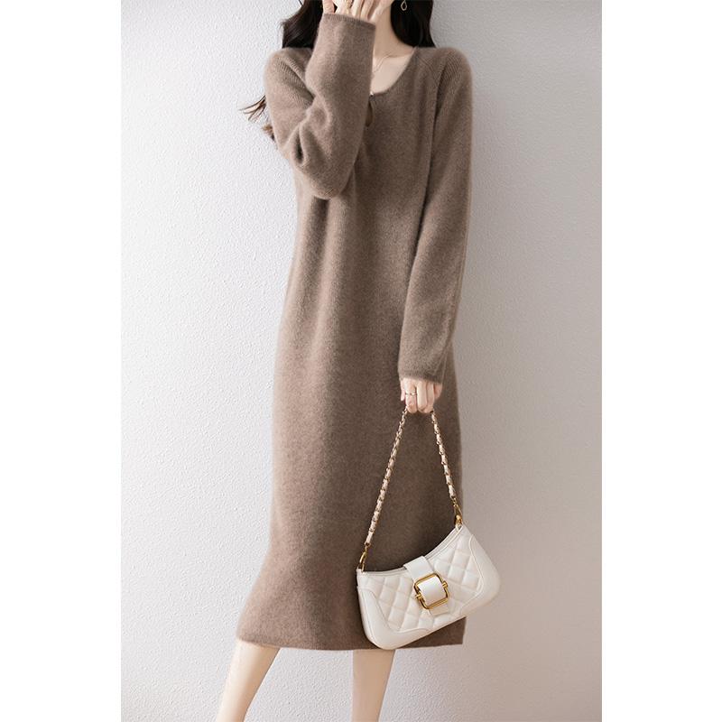 Women's Cashmere Dress Qinghe Cashmere 30% Cashmere 70% Wool Autumn and Winter Cashmere Skirt Soft and Warm