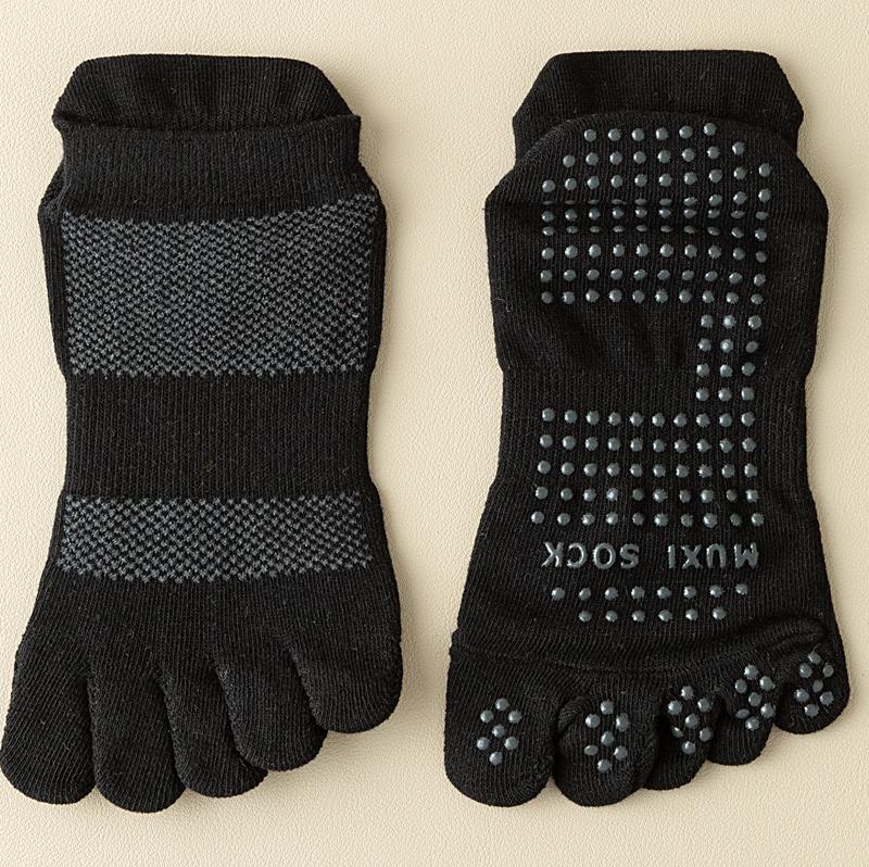 3 Paar Herren Zehensocken mit Grip Rutschfeste Fünf-Finger-Socken Sommer Mesh Hochwertige Baumwolle Knöchelsocken Anti-Rutsch