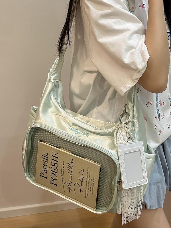 Sweet Cool Girl Crossbody Bag With Zipper Closure For Casual Outings