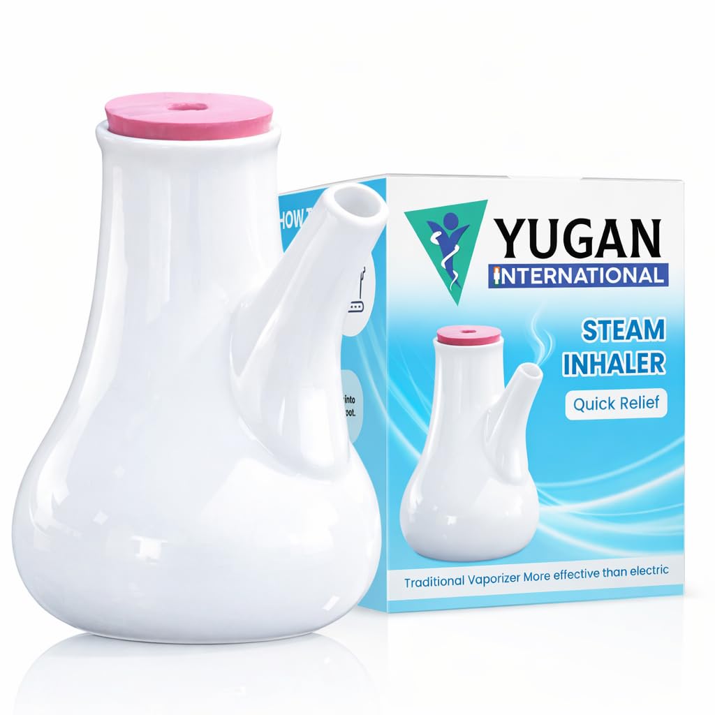 YUGAN Паровой ингалятор от простуды и кашля - Керамический паровой испаритель для облегчения симптомов синусита - Ручной паровой ингалятор от простуды, Ингалятор Нельсона, Без электричества, Сделано