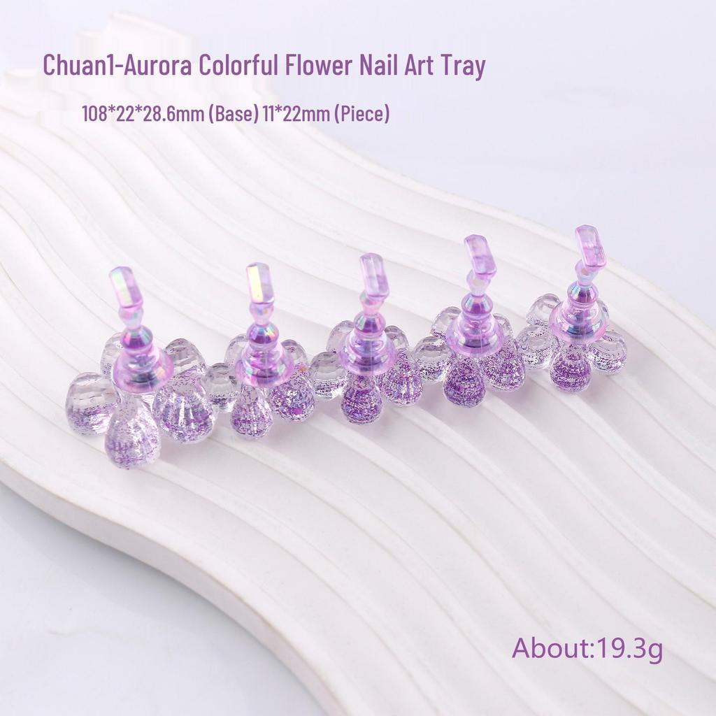 Nail Art Acrylic Display Stand - Iridescent Gradient Flower Chess Piece Holder