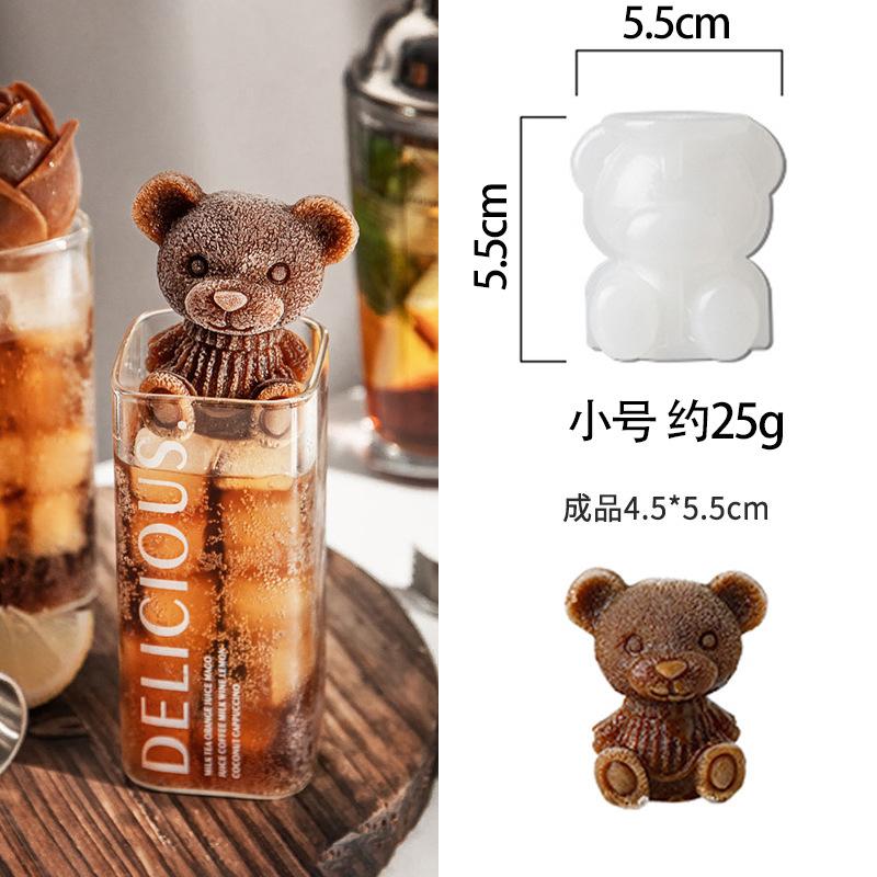 2pcs Little Bear Ice Mold Food Grade Silicone Ice Box Household Cartoon Model Coffee Ice Bear Ice Cream Mold kitchen Bar Tool