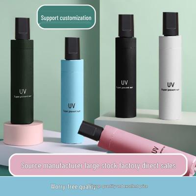 Fashionable Dual-Use UV Folding Umbrella - Sun & Rain Protection for Men & Women with Black Glue Coating.