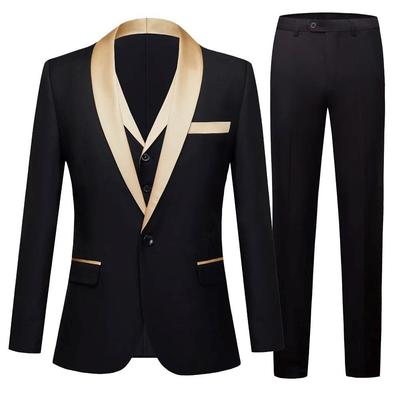 Mode Neue männer Casual Schwarz Blazer Sets 3 Pcs/Multicolor Kleine Schal Kragen Party Hochzeit Sänger Zeigen Anzug Jacke hosen Weste