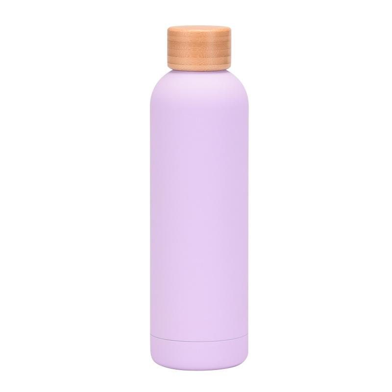 

304 Stainless Steel Thermos Cup 750Ml Large Capacity Bamboo And Wood Cover Water Cup Simple Outdoor Small Mouth Water Bottle 750ml лавандовый