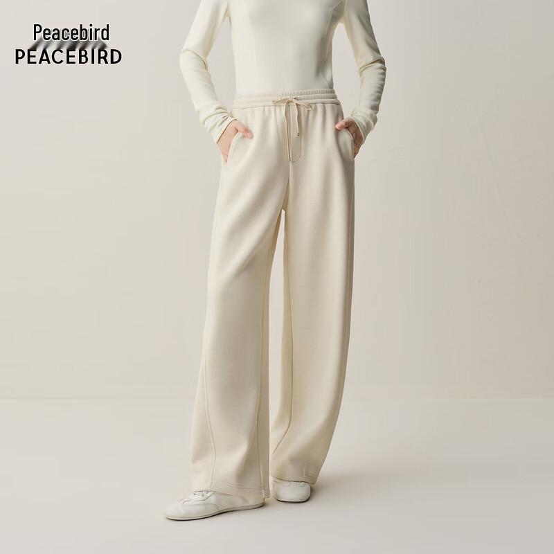 Peacebird Women's Fleece Knit Loose Fit Curved Leg Casual Pants