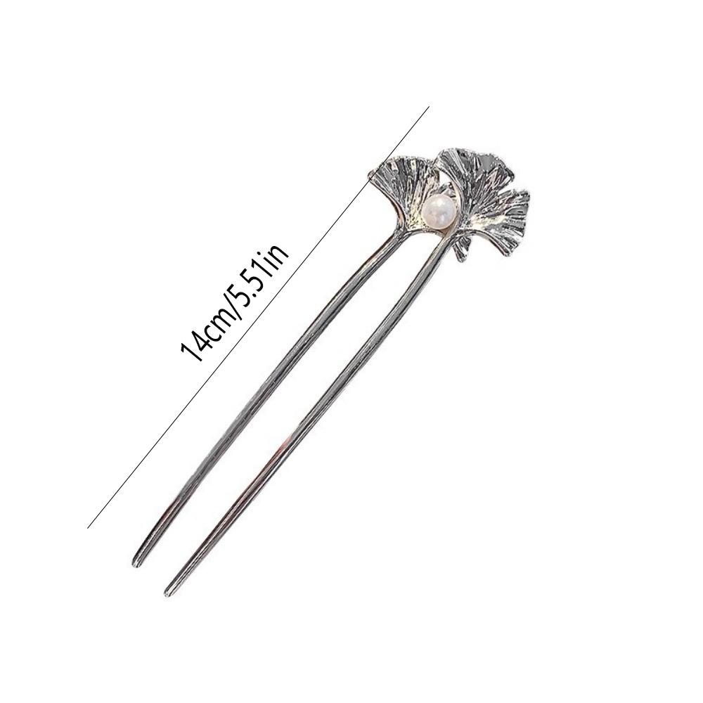 1pc Exquisite Fashion Vintage Metal Ginkgo Leaf Hair Sticks for Women Elegant U Shape Pearl Hairpin Headwear Hair Accessories