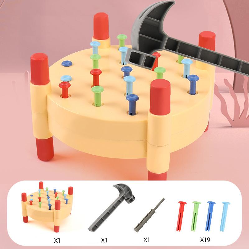 

Children Fun Hammer Nail Montessori Toys Learning Life Basic Fine Motor Skills Pounding Sensory Color Educational Autistic Games