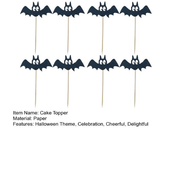 8 Pcs Halloween Bat Cupcake Toppers Black Bat Cake Picks for Halloween Baby Shower