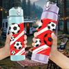 1PC Soccer Ball Stripe Pattern 750ml Color Plastic Sports Water Bottle Leakproof Flip Straw Lid Suitable for Sports Office Home Use