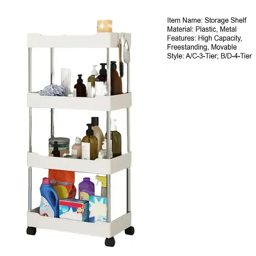 3/4Layer Bathroom Storage Organizer Shelf Organizer Living Room Shelf Multi-functional and Multi-scenario Trolley Corner Shelves
