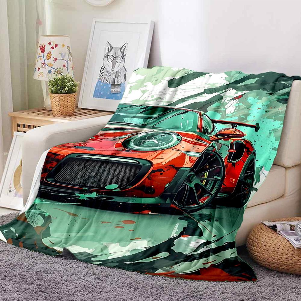 1PC Racing Car Blanket, Throw For Sofa, Bed, Travel, Camping, Livingroom,
