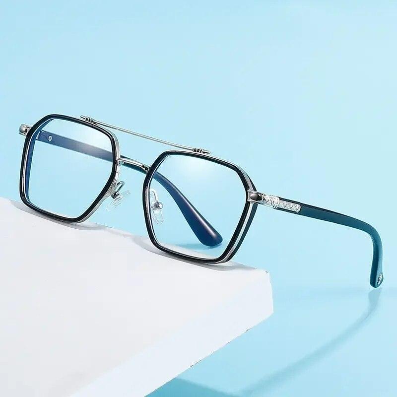 Men and Women Metal Glasses Retro Double Bridges Anti Blue Light Computer Mirror Reading and Playing Games Eye Protection 2023