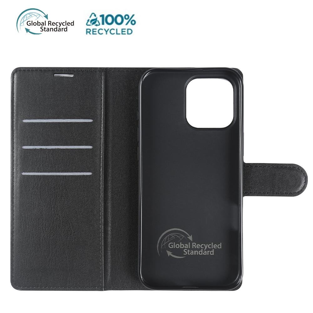 

For iPhone 16 Pro Max Stand Case Biobased Eco-Friendly RPET RPVB Slim Phone Cover with Wallet Pink
