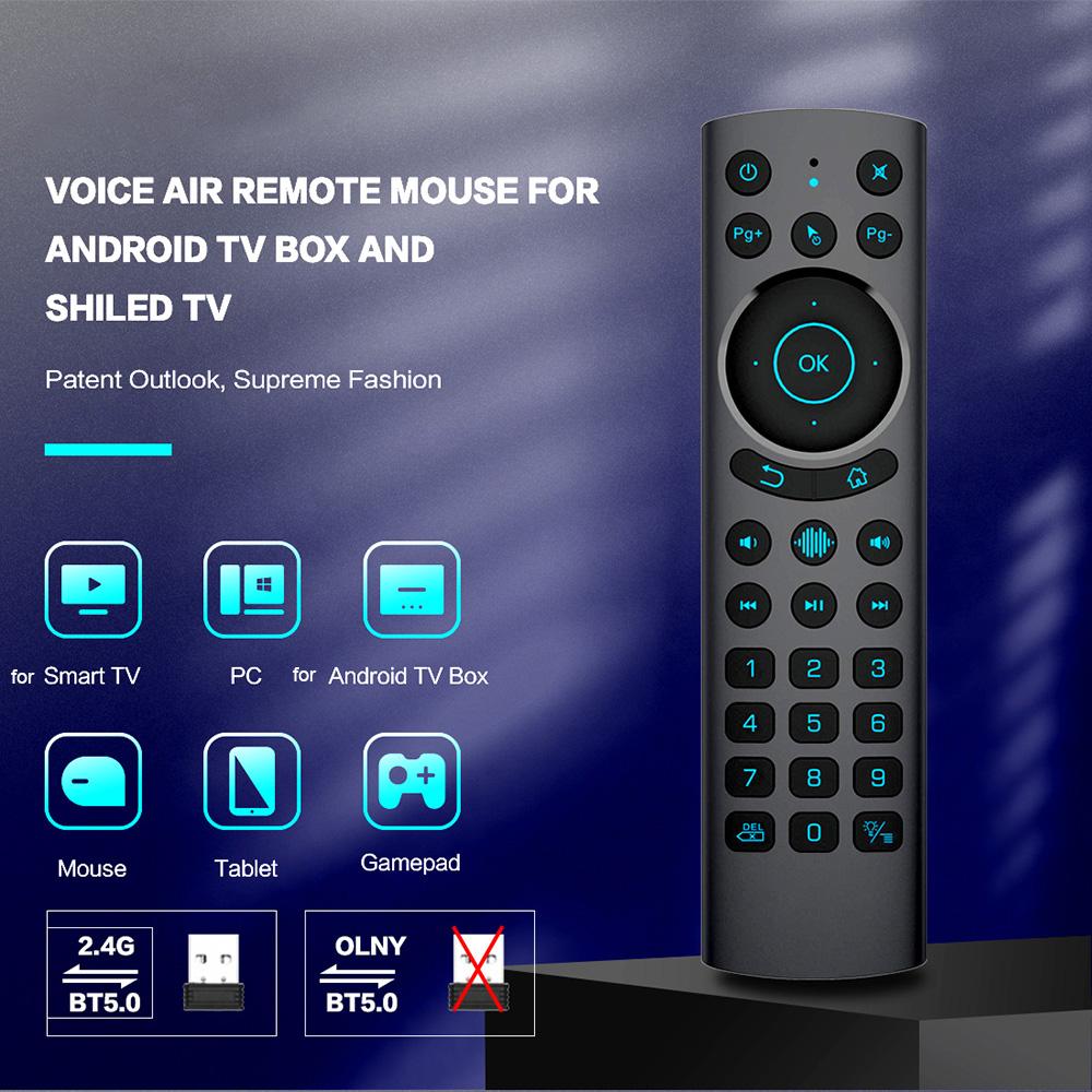 Ersatz BT 5.0 Sprachfernbedienung G20S BT PRO mit 2,4G Hintergrundbeleuchteter Drahtloser IR Lern-Gyros-Luftmaus für Android TV Box PC