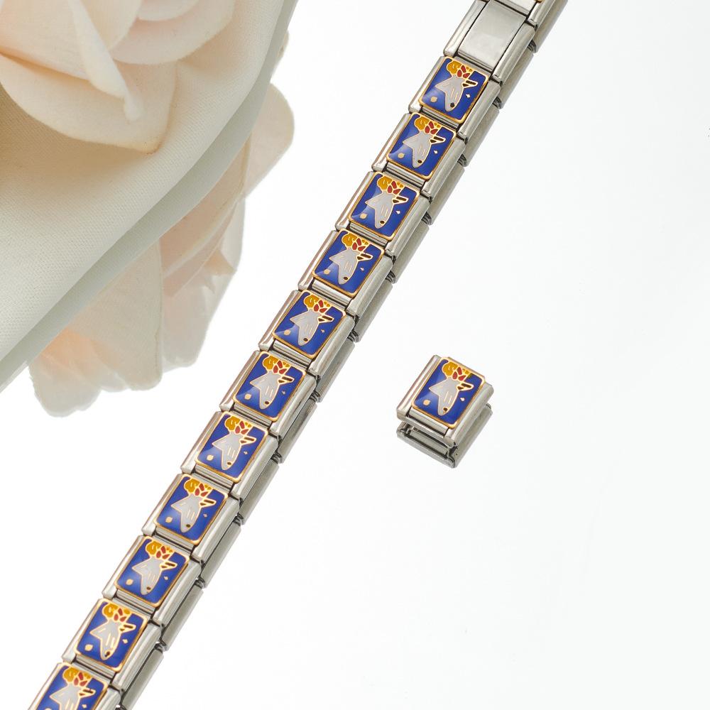 2024 DIY Personalized Shiny Classic Burger Coffee Beverage 304 Stainless Steel Italian Charm Bracelet Link 9mm * 10mm Module