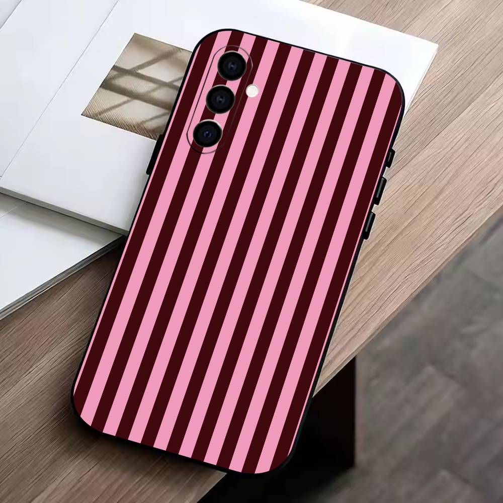 M-Multicolor Stripes Phone Case For Samsung Galaxy A73,A72,A71,A70,A53,A52,A51,Others Soft Black Cover