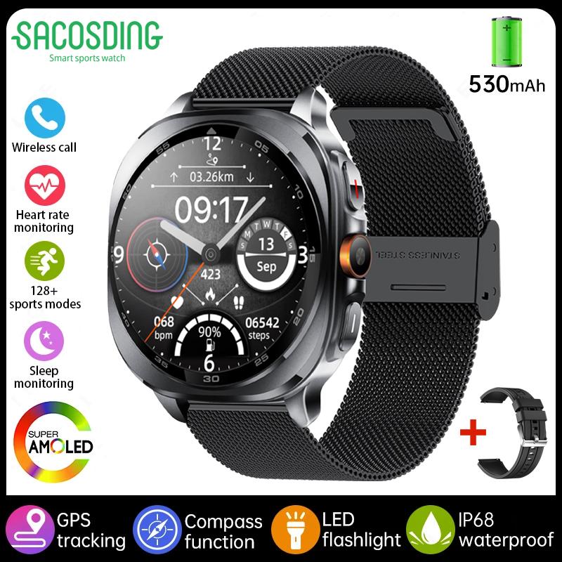 2025 New Military Bluetooth Call AMOLED Smart Watch Built-in GPS Compass Barometric Altimeter Waterproof Sports Smartwatches Men