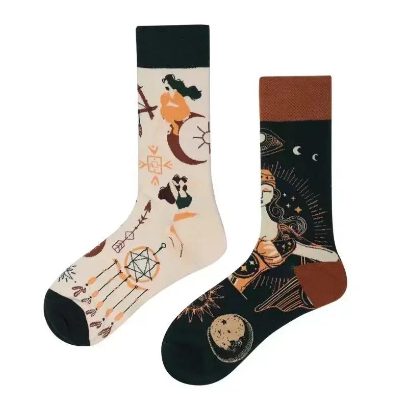 Original Design AB Mandarin Duck Asymmetric Socks Ins Street Cartoon Creative Animal and Plant Fruit Fashion Sports Cotton Socks
