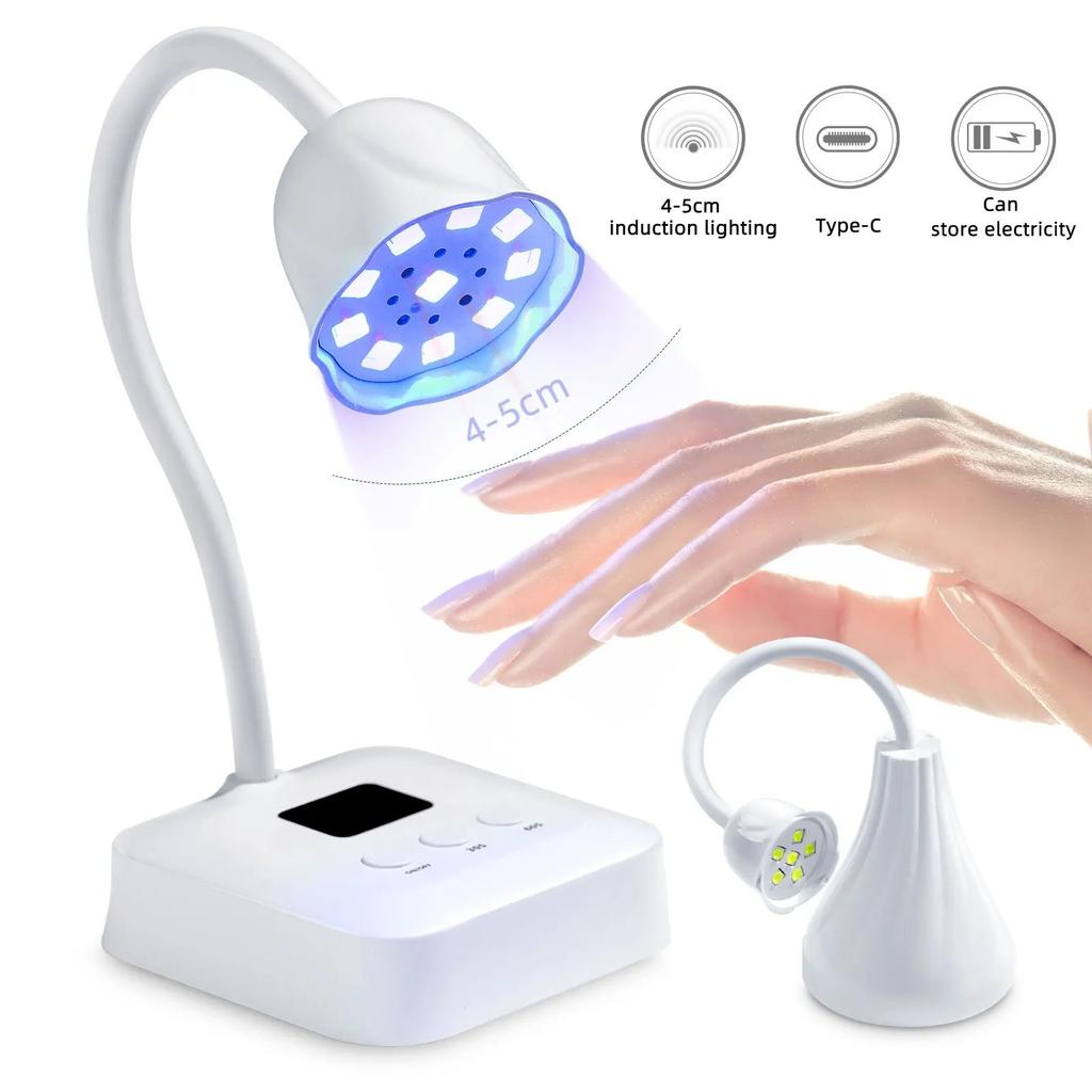 Wireless Nail Lamp LED UV Timing 9 Beads 27W Rechargeable Auto Sensing Touch Control Fast Drying Nail Light 360° Nail Art Lamp