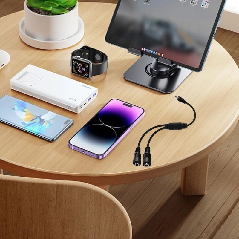 1 To 2 Way Power Splitter Cable 3.5mmx1.35mm 1 Male To 2 Female Adapter Cord for CCTV Camera LED Light Strips 35cm