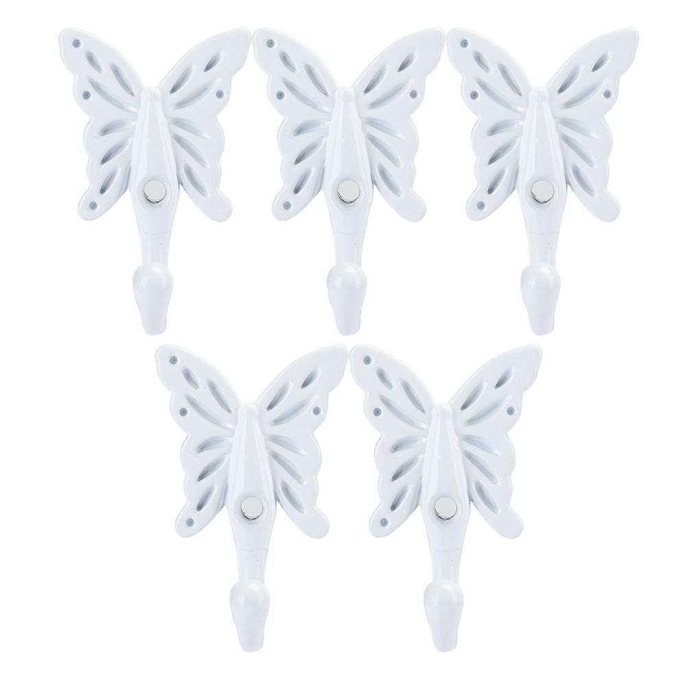 5PCs Clothes Hook Single Bow Type European Retro Zinc Alloy White Wardrobe Use 35 x 55MM