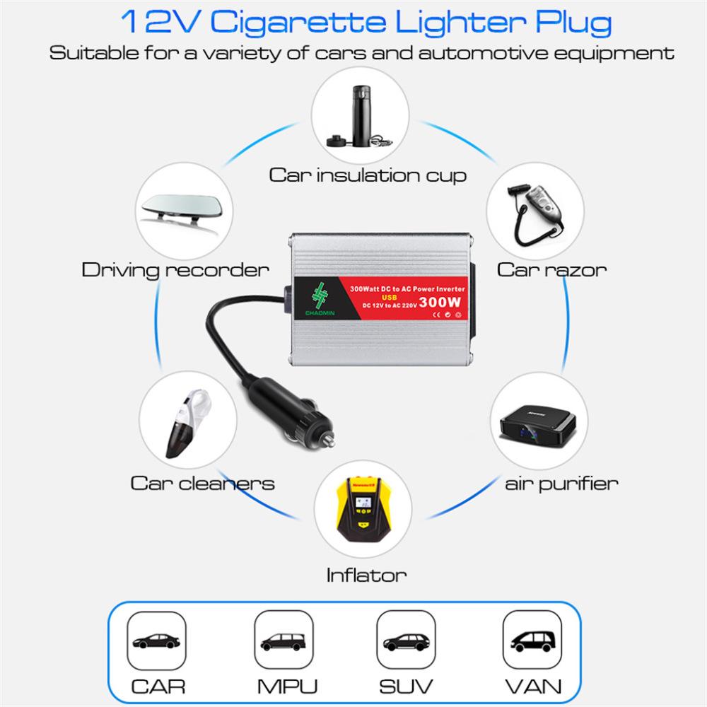 For Chaomin Car Power Inverter 12V To 220V Voltage Converter 600W Peak Portable Adapter Camping Travel Solar Charger USB Supply