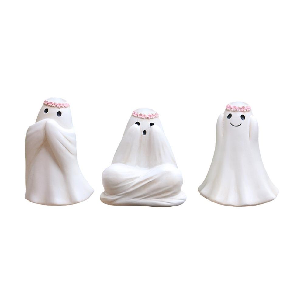 3pcs Resin Halloween Ghost Decor Set Cute Ghost Art Sculpture Ghost Statue  Fish Pond