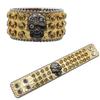 Hip-hop Punk Skull Buckle Rhinestone Bracelet Design European and American Popular Diamond-encrusted PU Leather Bracelet