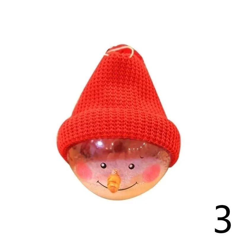 New Snowman Transparent Ball With Knitted Hat Christmas Tree Home Decor Gifts