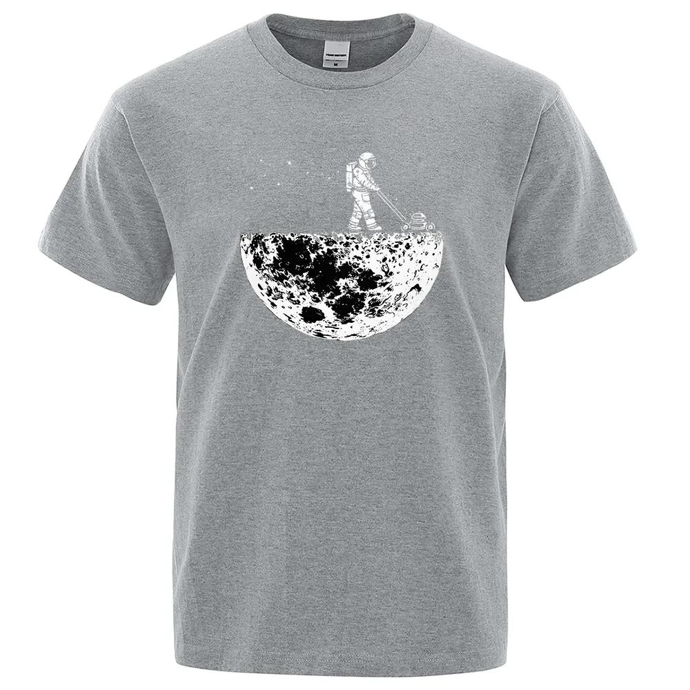 Astronauter Värdesätter Månmiljön Roliga Grafiska T-shirts Herr Lös Oversize Kläder Bomull Sommar Mjuk T-shirt Hip Hop Tee