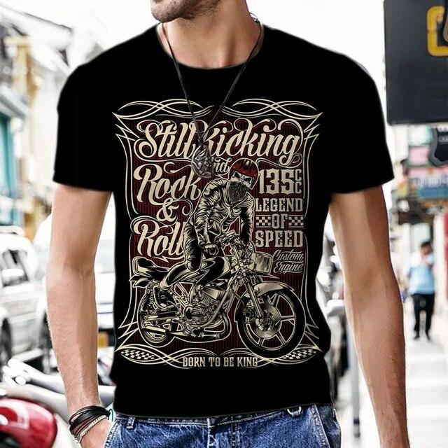 T-Shirts For Men 3D Prints Vintage Motorcycle Graph Casual Plus Size Short Sleeve Top Y2k Fashion Streetwear Men's Clothing Tees