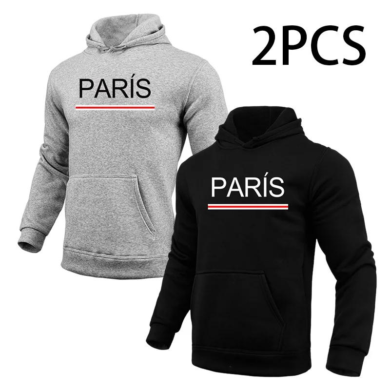 2 in 1 Hoodie für Herren Paris Print Herbst Winter Täglich Lässig Sport Jogging Sweatshirt Zuhause Outdoor Komfort Warm Mode Pullover
