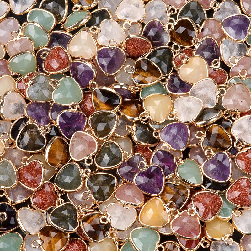 11mm Heart Cut Semi-Precious Stone Bread Edge Pendant for DIY Jewelry