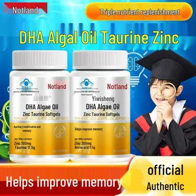 Nott.Land DHA Algal Oil & Zinc Taurate Softgels for Children & Adolescents - 60 Capsules for Learning & Memory Support