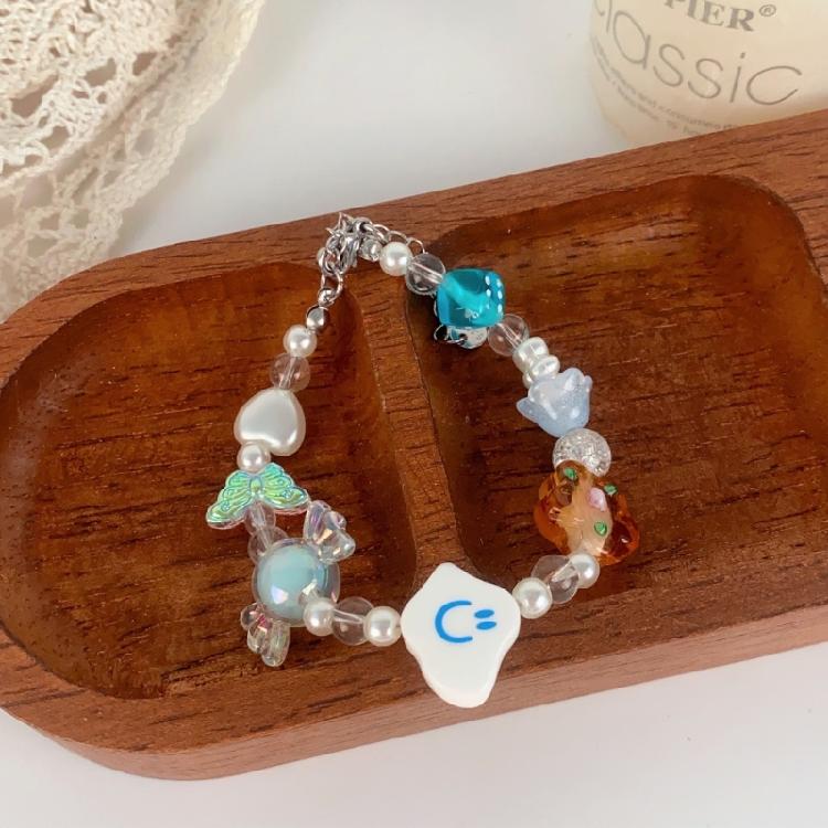 Festliches Mehrfarbiges Wolkenperlen-Armband Verstellbare Handgelenkkette Schmuck zum Stapeln Teenager-Mädchen Modezubehör