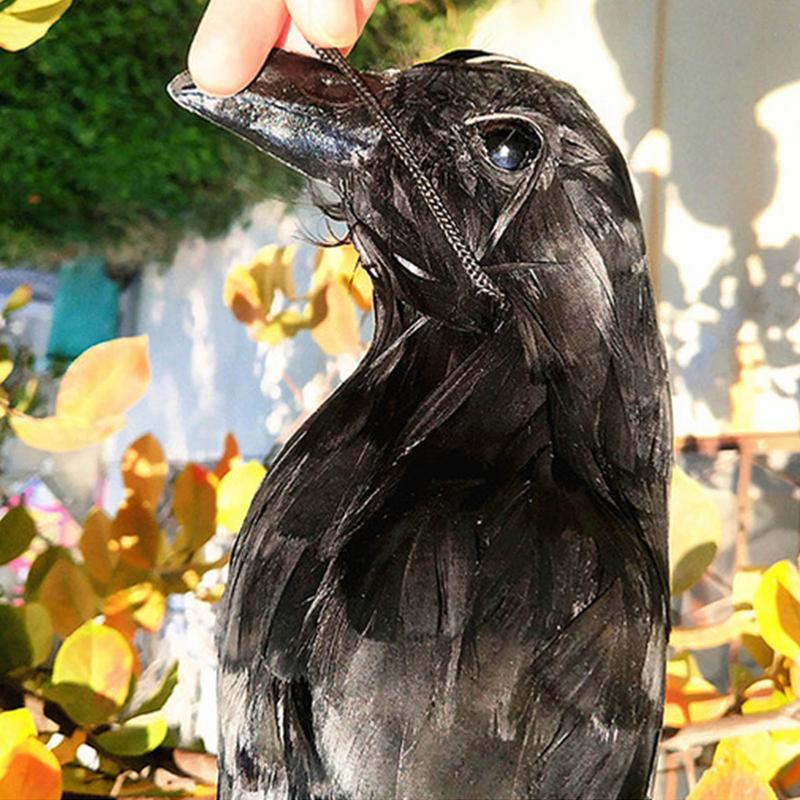 Simulation Crow Bird Mold Animal Ornaments Realistic Hanging Dead Crow Decoy Props Decoration Crow Prop Simulation Garden Decor